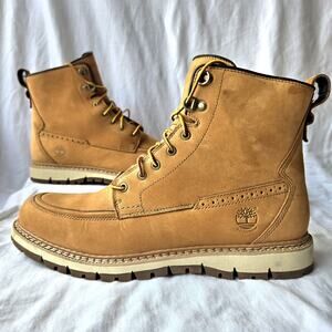 Timberland Britton Hill Men's Leather Waterproof Moc Toe Boots Wheat Size 9.5